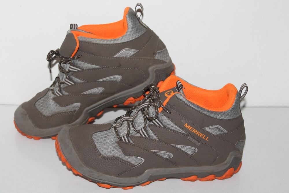 Merrell Chameleon 7 Mid ACS Hiking Boots, #62012, Gray/Org, Leather, Youth 6Y